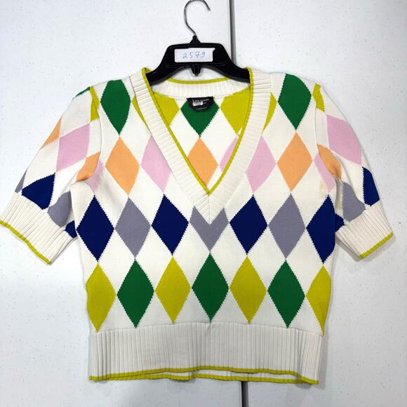 kate spade New York Spring Argyie Sweater Size Small - Picture 3 of 6